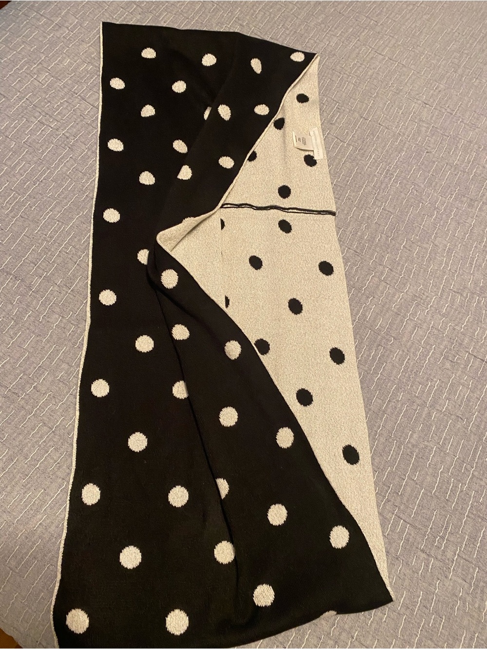 New York & Company Black and White Reversible Polka Dot Scarf